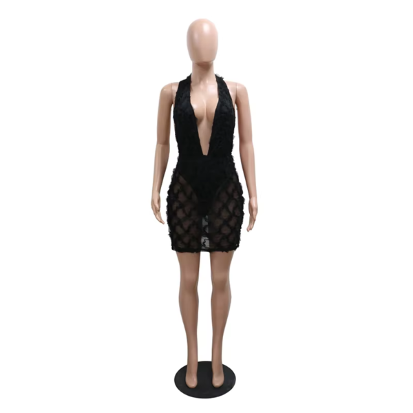 Translucent Bodycon Mini Dress Halter Sleeveless Sexy Night Club Party Dresses Women - Image 2