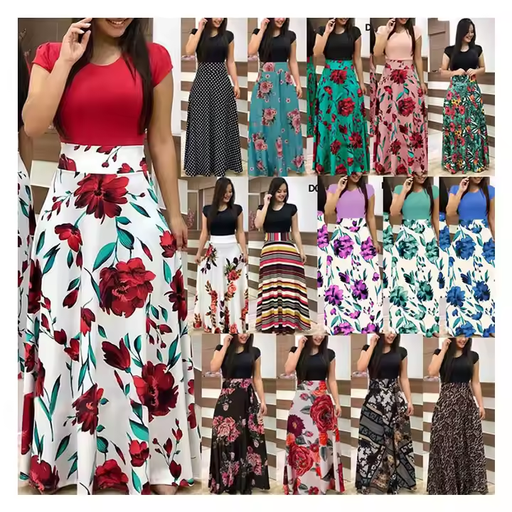 Ladies Long Patchwork Elegant Party Floral Maxi Ladies Plus Size Women’s A-line Casual Dresses for Woman