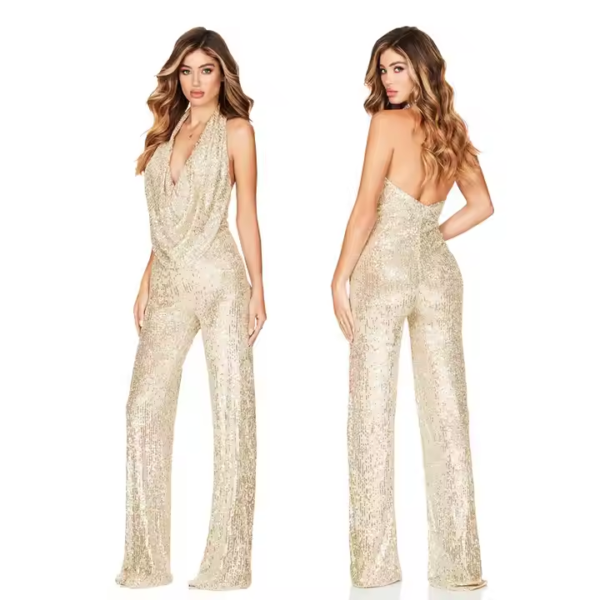 Jumpsuits Sleeveless Glitter Party Dress Pants Bling Overalls Sparkly Romper Club Wear Evening Gowns Jumpsuit - Image 4