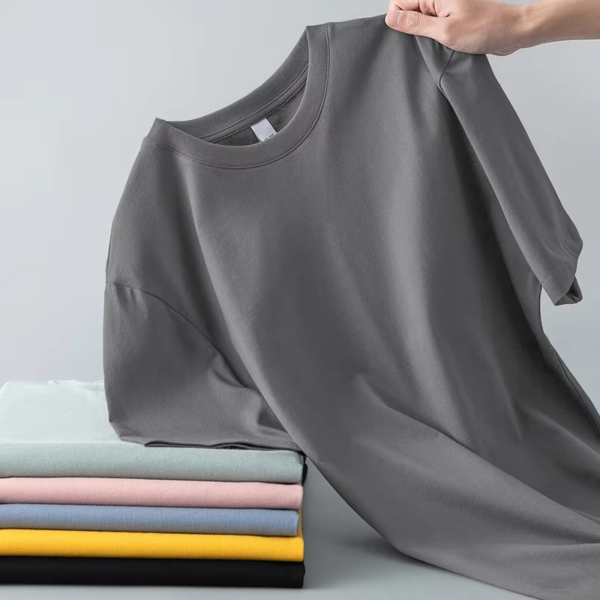 Short Sleeved T-shirt Men's Basic Style Solid Color Upper Garment Half Sleeved Base Shirt Round Neck - Image 2