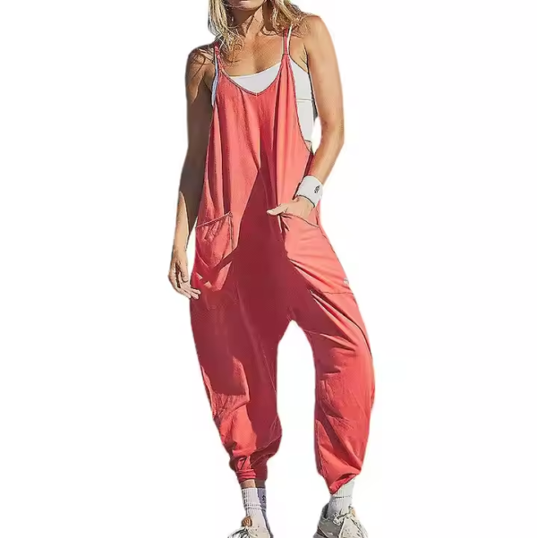 Rompers for Women Casual Summer Jumpsuits Sleeveless Loose Spaghetti Strap Overalls Jumpers - Image 2