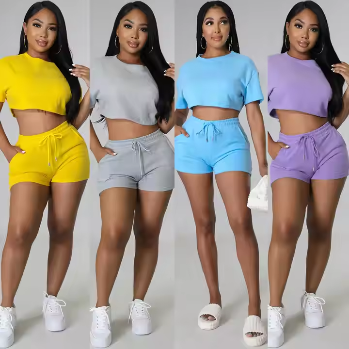 Women’s Outfit Short Sleeve Tops Shorts 2 Piece Set Tracksuit Casual Wear Athleisure Shorts Set