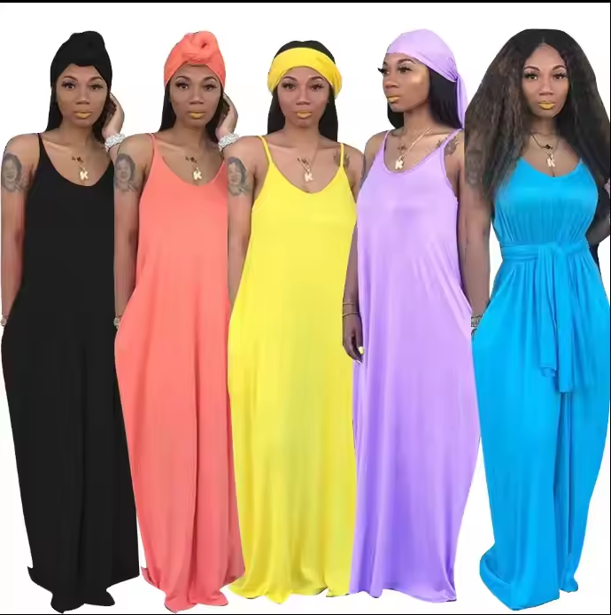 Summer Plus Size Women’s Clothing Cotton High Quality Women Dress Sleeveless Long Casual Ladies Loose slip Strap Dresses
