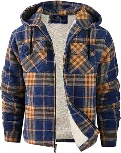 ZITY Men's Flannel Hooded Jacket