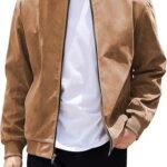 COOFANDY Men's Casual Varsity Jacket Light Tan