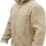 CRYSULLY Men's Military Tactical Sport Warm Fleece Hooded Outdoor Adventure Jacket Coats Beige