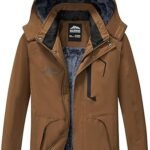 ELLSWOS Men's Waterproof Ski Jacket Brown