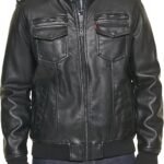 Levi's Mens Faux Leather Aviator Bomber Jacket Black