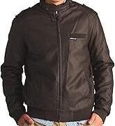 Members Only Iconic Racer Faux Leather Jacket Men Dark Brown