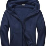 Sweatshirt Fleece Sherpa Lined Warm Jacket Navy Blue